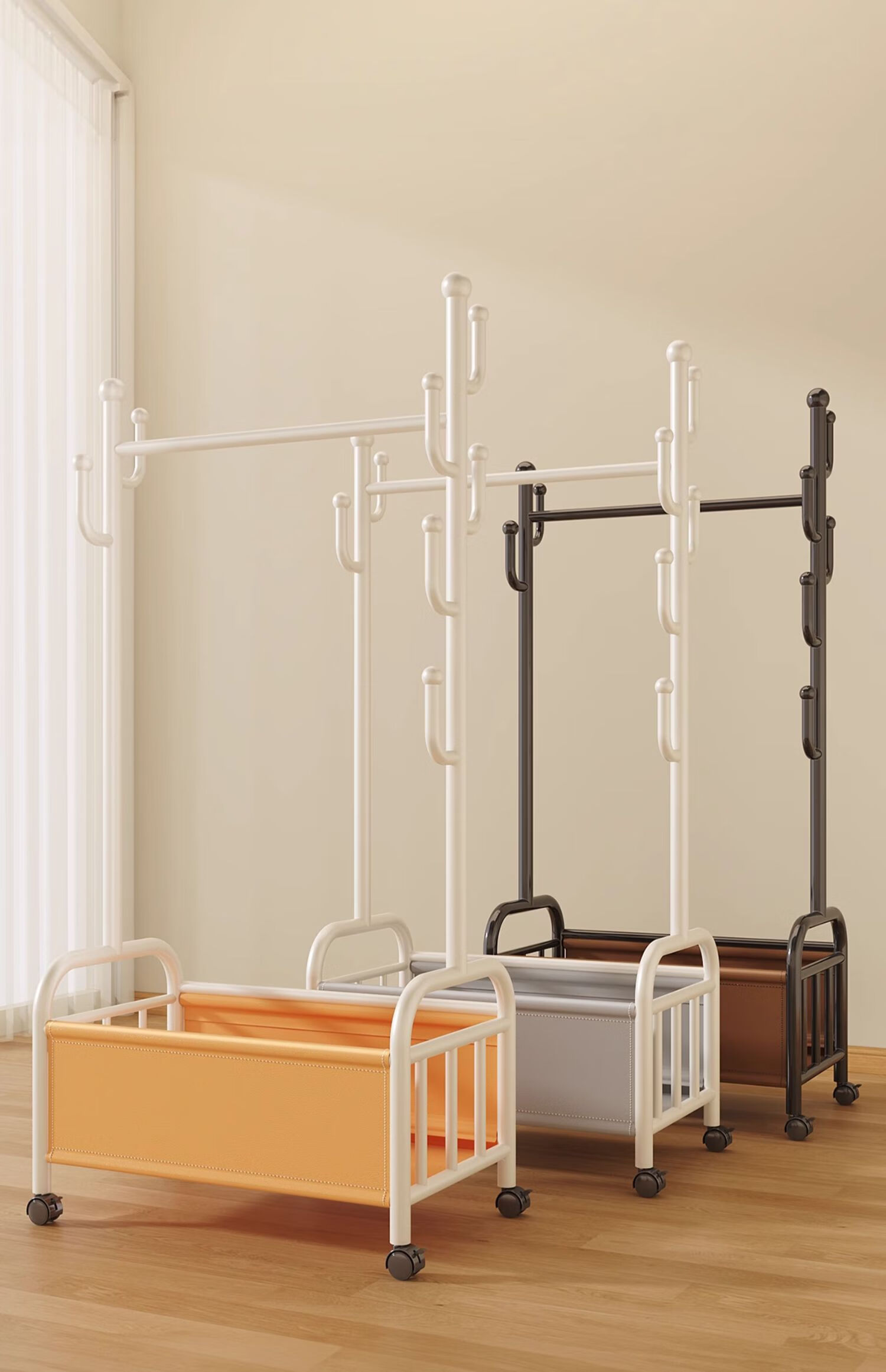 MUYA Floor Standing Clothes Rack Bedroom Hanger Home Indoor Luxury Clothes Drying and Storage Rack Simple Coat Rack 11