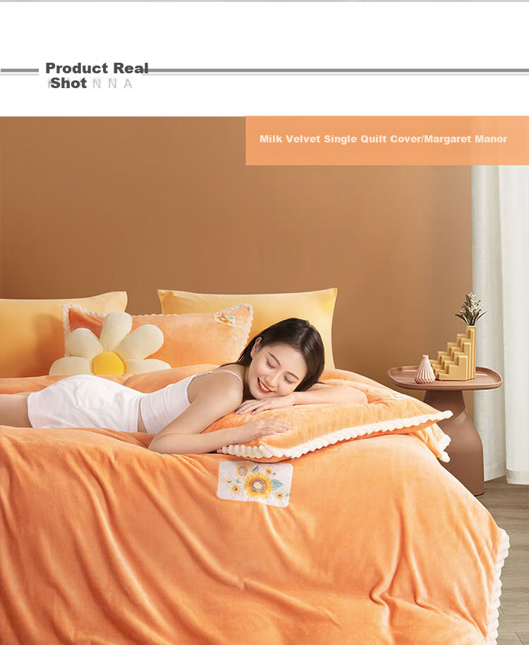 FUANNA Single Duvet Cover, Milk Velvet Winter Fleece-Lined Duvet Cover, Flannel Anti-Static Bedding Double-Sided Plush 230*229cm 9