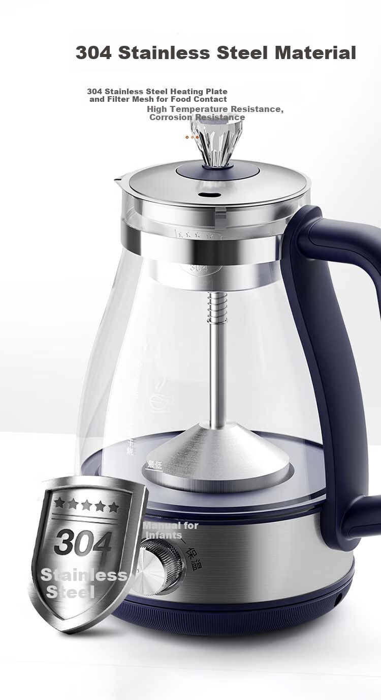 CHIGO 1L Health Pot Electric Tea Kettle 316 Stainless Steel Spray Steaming Tea Maker Multi-Function Tea Brewing and Boiling Kettle 7