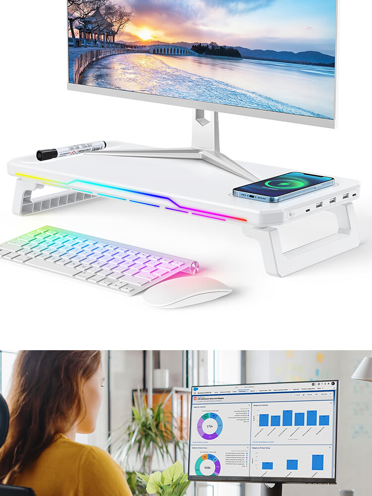 Huiersi Monitor Riser Stand Laptop Accessory Desktop Organizer Elevated Base for Desktop Computer Screen C20 [White] 1