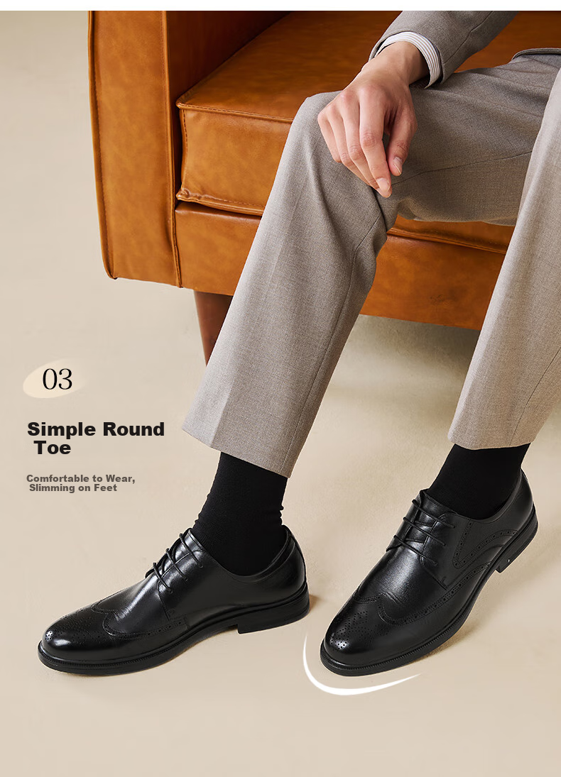 Bata Commuter Business Leather Shoes Comfortable Cowhide Men's Dress Shoes Wedding Shoes 25002AM5 Black (Perforated) Size 38 16