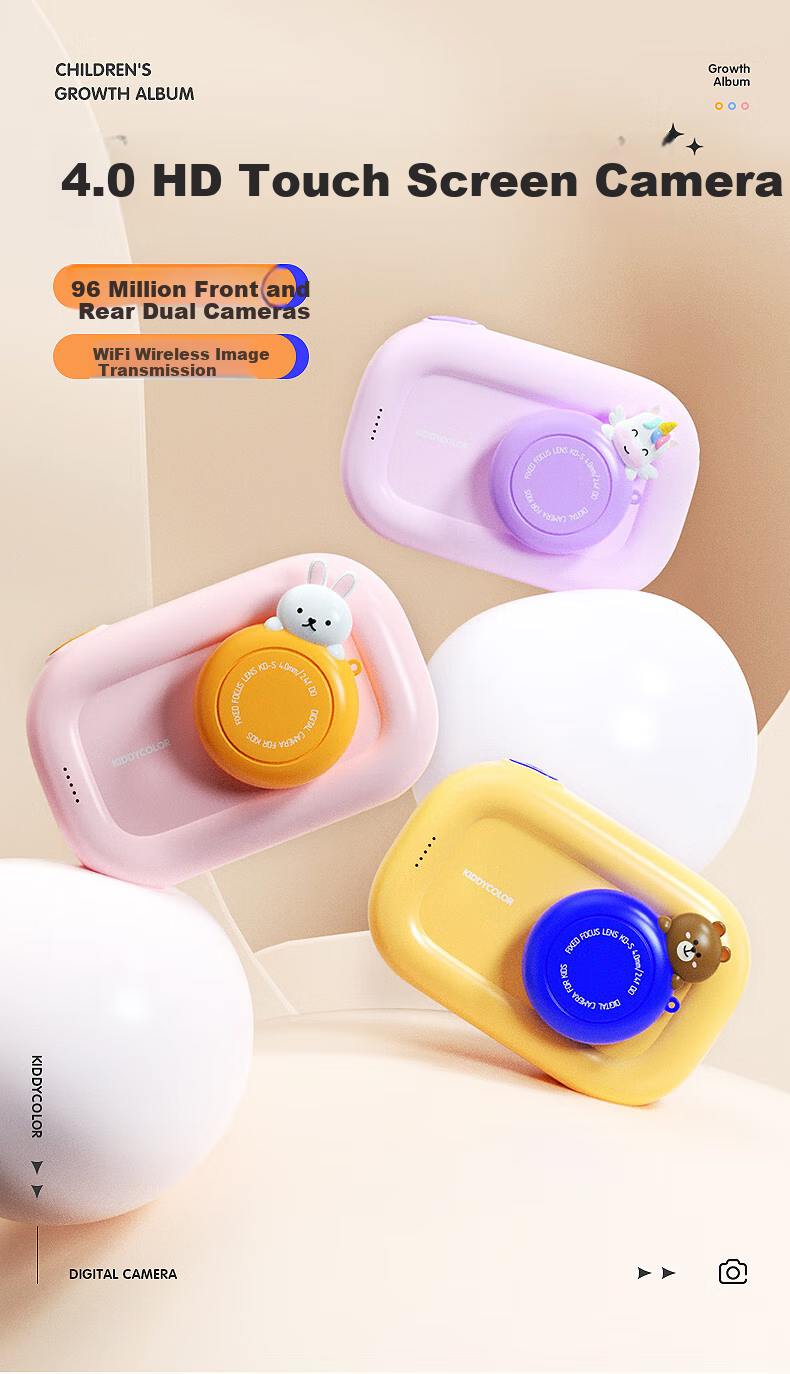 KIDDYCOLOR Children's Cartoon Camera (Unicorn 64GB), Digital CCD Student Toy, Dual Cameras, Touchscreen, WIFI Transfer, for Girls 1