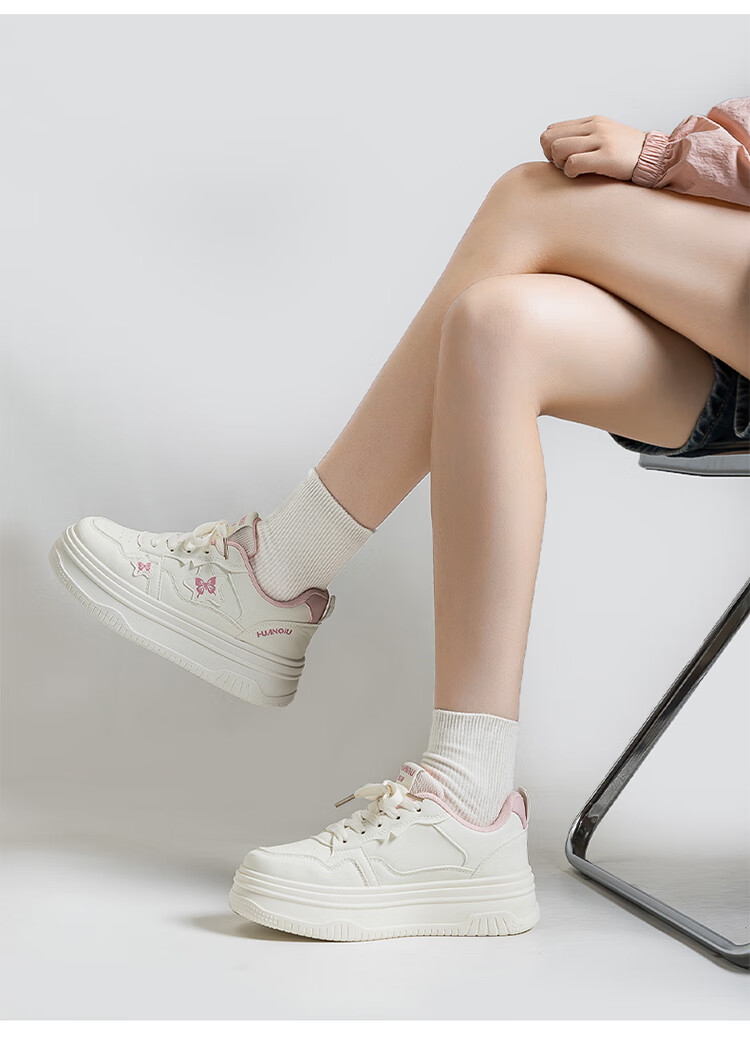 Global Back-to-School High-Style Beige Casual Sneakers for Women 2026 New Thick-Soled White Campus Student Trendy Shoes 17