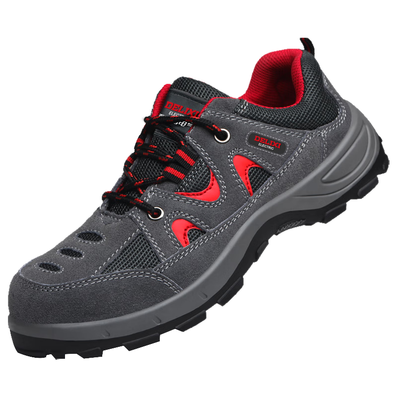 DELIXI ELECTRIC Safety Shoes for Men, Cowhide Leather, Steel Toe Cap, Steel Midsole, Puncture-Resistant, Anti-Slip, Wear-Resistant, Breathable, Comfortable Work Protection Safety Shoes