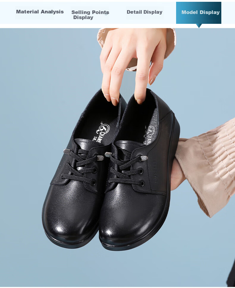 Qiangren Comfortable Women's Flats, Top-Grain Leather, Breathable Simple Casual Shoes, JDLA73219, All-Season Style, Size 35 10