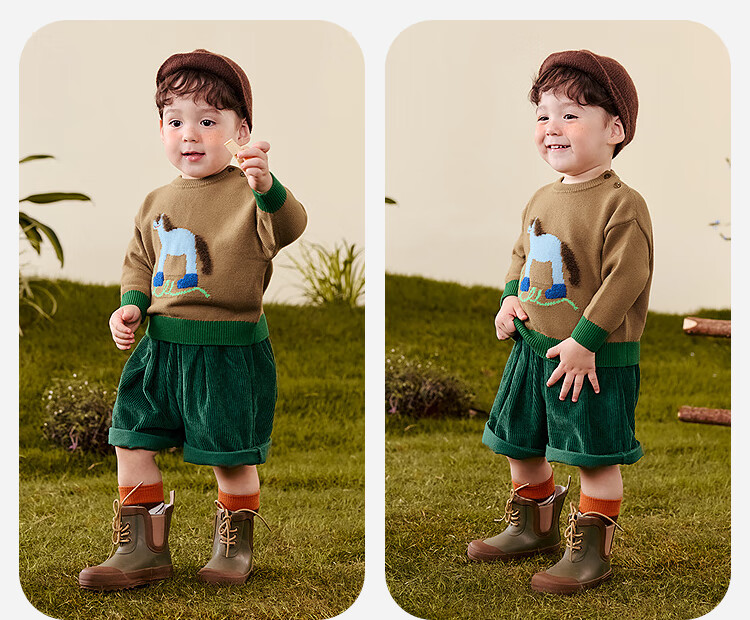 Minibala Bala Boys and Girls Sweater 2025 Winter Baby Embroidered Knitwear Infant Pullover Outerwear Sweater 12