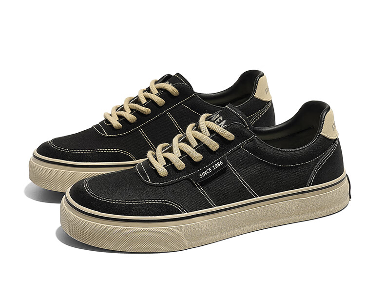 Renben Spring And Autumn Retro Canvas Shoes, Versatile Classic Sneakers for Men, Korean Style Trendy Men's Shoes, Black, Size 41 16