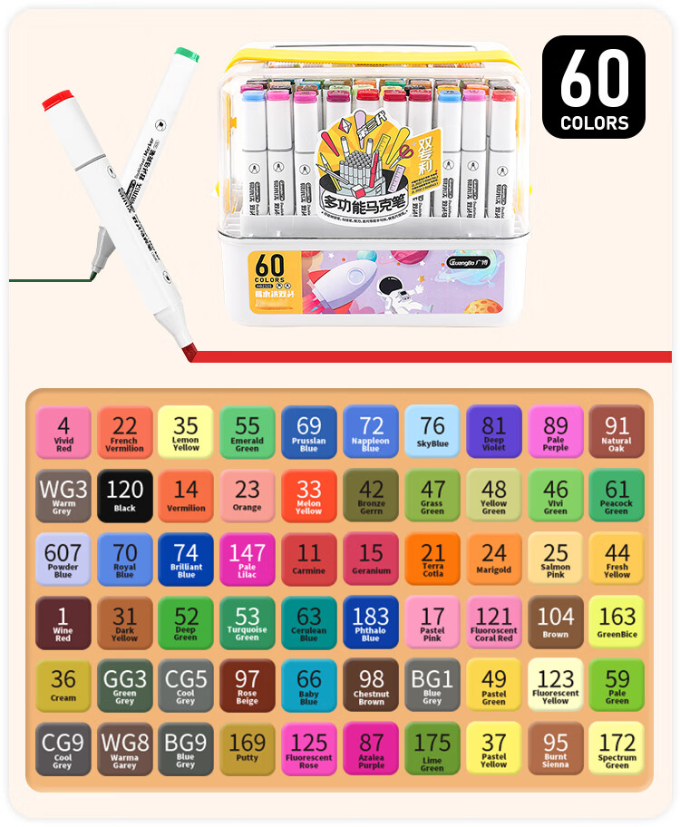 GuangBo Multifunctional Markers, 12 Colors, Washable, Erasable, Water-Based, Children's Colored Watercolor Pens, Double-Ended, Non-Toxic for Elementary School Students And Kindergarten, Specialized Art Brushes, Collection Case with Storage Box H02321 18