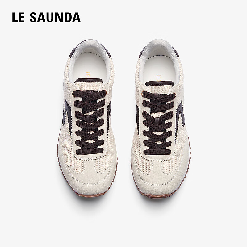 Le Saunda Versatile Patchwork Casual Sports Training Women's Shoes 6T27701 Linen White BRU 39