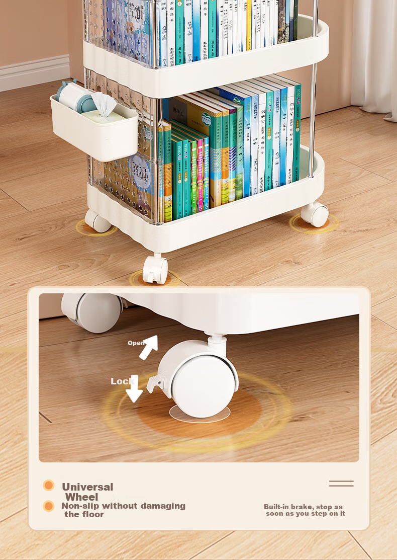 Anerya Movable Desk Organizer, Under-Desk Storage Rack, Small Cart for Students' Books And Bags, Office Bag Storage Shelf 8