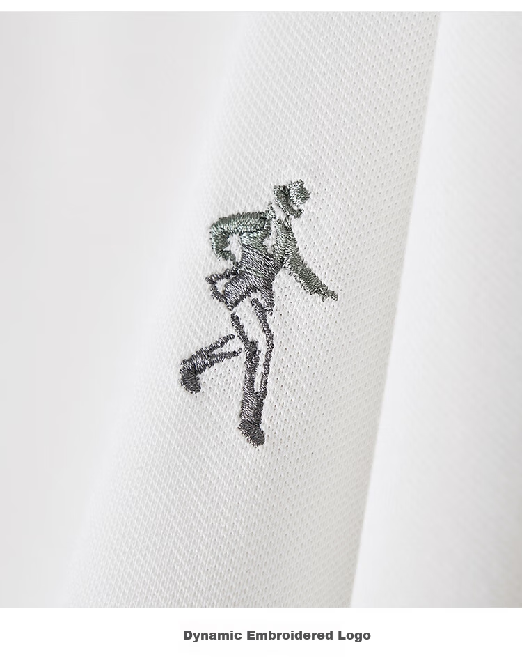 DANCING WOLVES [Mulberry Silk & Instant Cooling] Exquisite Embroidered Men's Short-Sleeve POLO Shirt 504 Light Purple M(170) 9