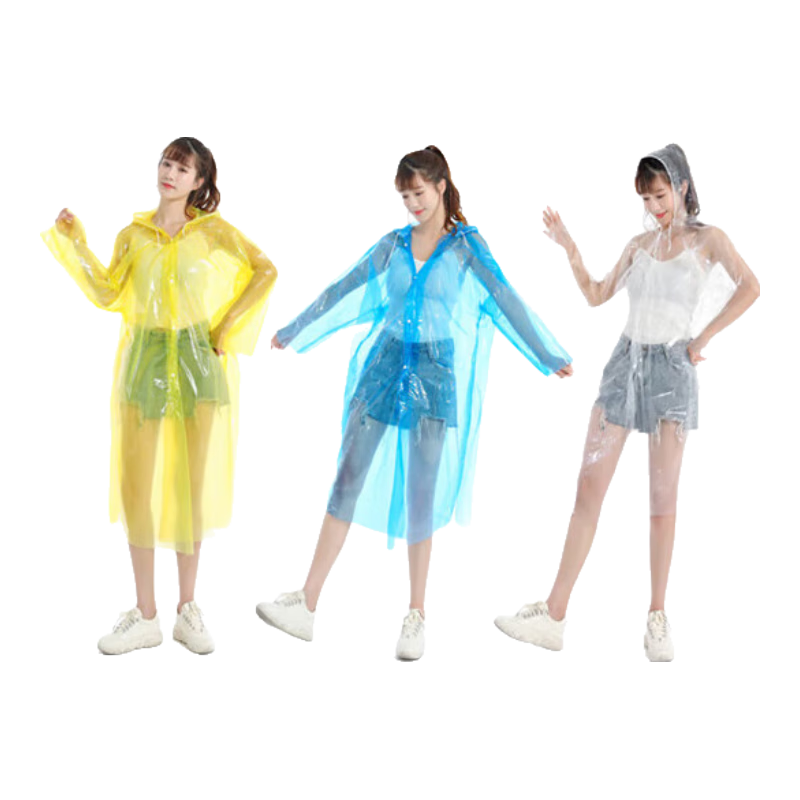 BWNK Disposable Raincoat 3-Pack Thickened Portable Outdoor Travel Rain Poncho Thickened 3-Pack