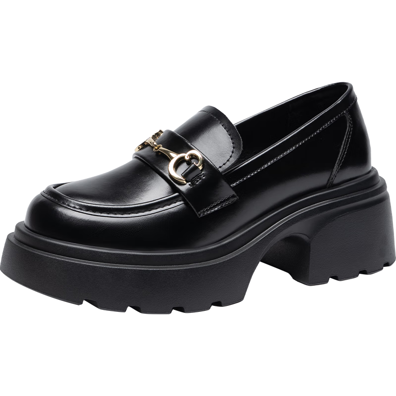 ZHR Women's Loafers, Versatile And Lightweight, College-Style Flats, Spring And Autumn Fashion Thick-Soled Women's Shoes, AH555, Black, Size 36