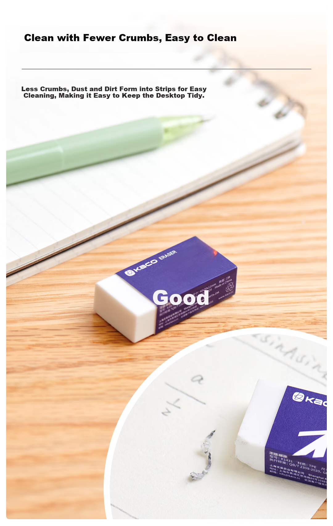 KACO Eraser, Good Quality, Low Debris, Erases to Line, for Students' Exams, Student Stationery, Art Sketching And Drawing, 40mm*20*mm*11mm Single Piece (Pack of 10) 3