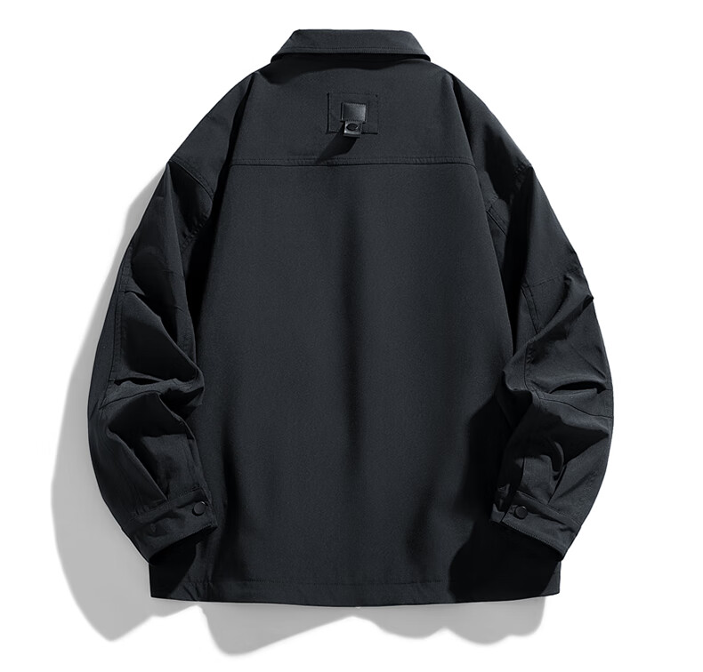 Huili Men's Autumn Jacket, Water-Repellent Lapel Jacket, Casual Simple Windproof Shirt Jacket for Men, Black, XL 15