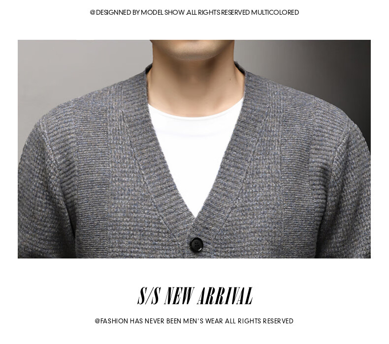 Hengyuanxiang Men's Wool Cardigan Thickened 100% Pure Wool Winter New V-Neck Warm Sweater Men's Versatile Knit Jacket 16