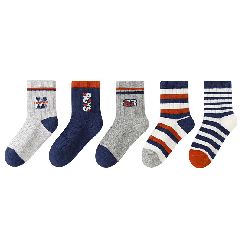 LIUZHI SHU American-Style Trendy Children's Socks, Spring And Autumn Style, Boys' Baby Mid-Calf Cotton Socks for Kids And Students
