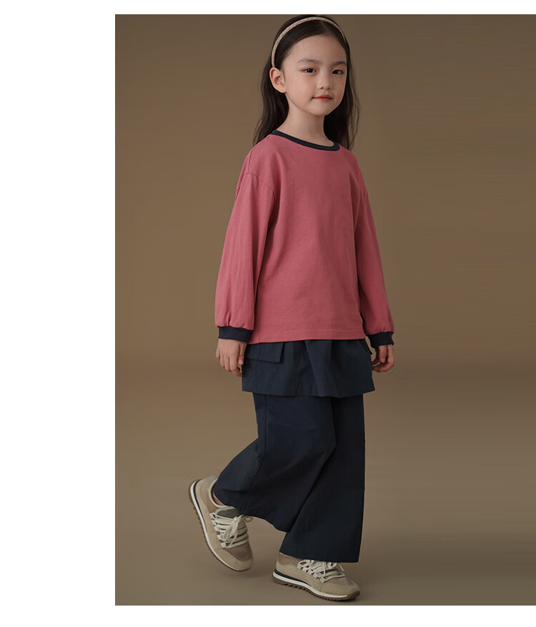 Hacikis Kids Spring and Autumn Long Sleeve T-Shirt Simple Top Boys Girls Skin-Friendly Base Shirt Navy Blue 150 9