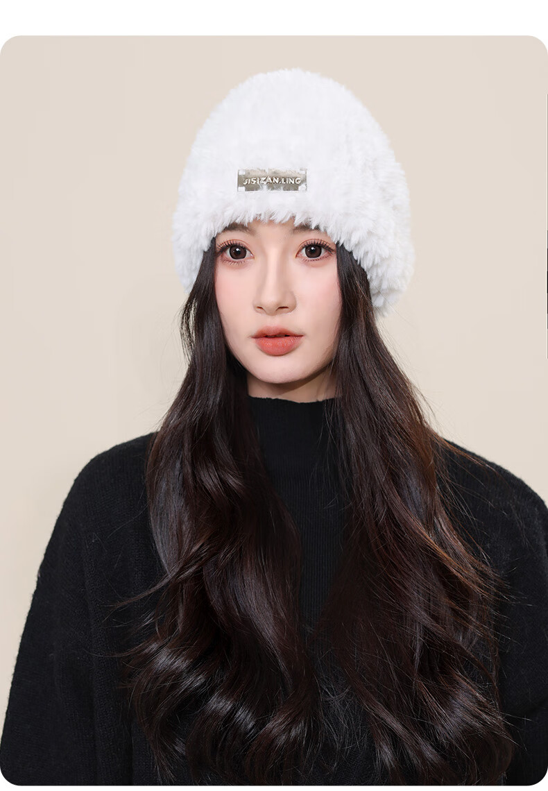 CARTELO Women's Autumn Winter Plush Knit Hat Woolen Hat Large Head Circumference Slim Face Cold Weather Warm Ear Protection Cap 2