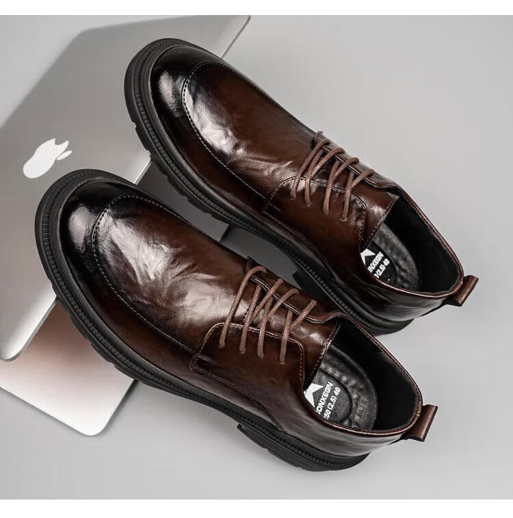 Jingzhenlianggong Men's Genuine Leather Dress Shoes 2026 Spring Business Lace-up Derby Black Size 40 18