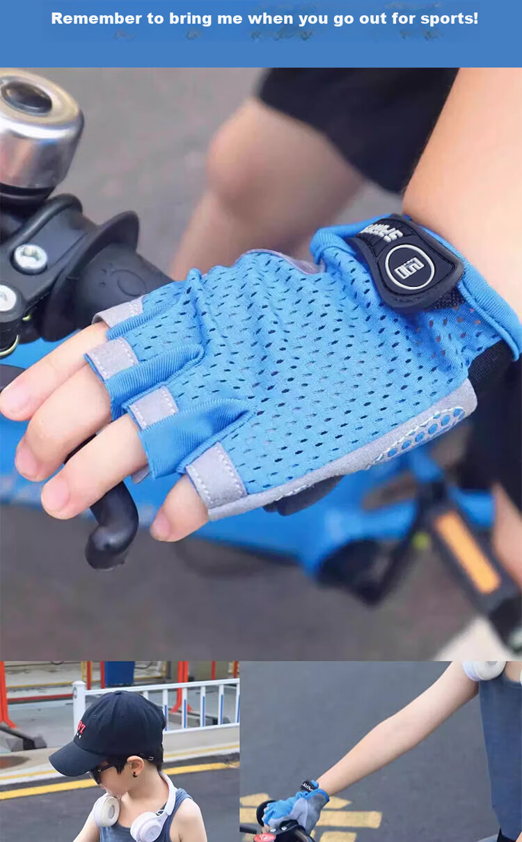Ousen Children's Sports Gloves, Outdoor Rock Climbing, Single Bar Anti-Slip, Mountain Climbing, Cycling, Roller Skating, Wear-Resistant, Half-Finger Protection for Boys And Girls 7
