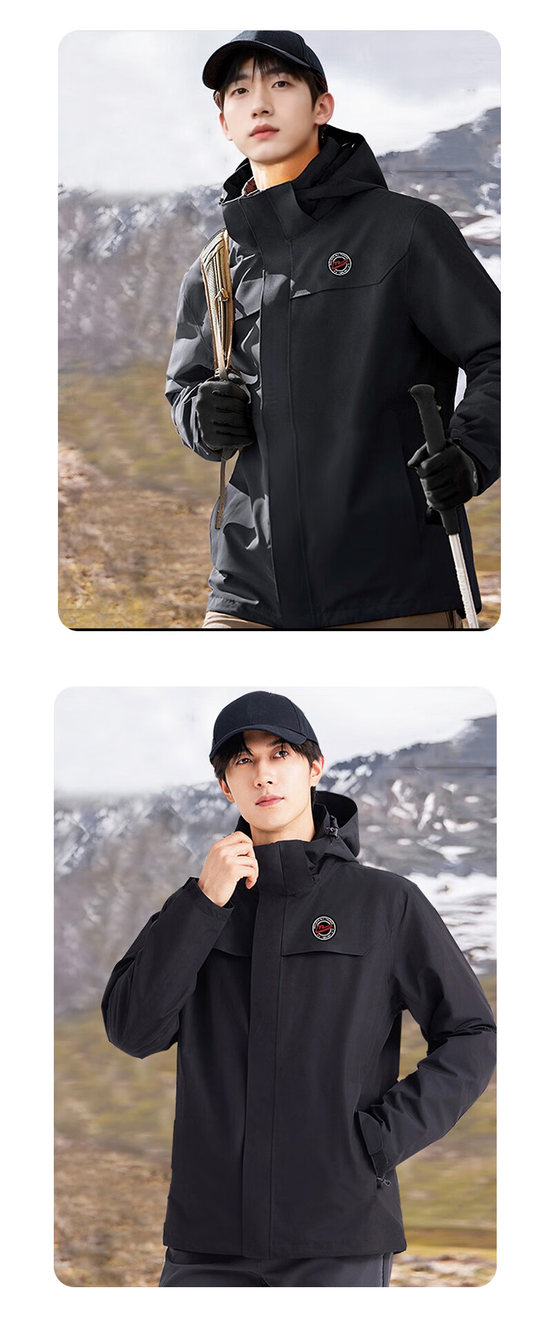 Warrior Men's Outdoor Softshell Jacket Two-Piece 3-in-1 Detachable Fleece Lining Windproof Mountaineering Coat 8