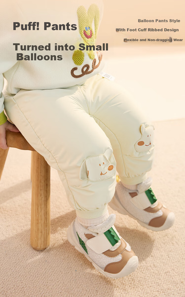 BALABALA Baby down Pants, Children's Long Trousers for Boys And Girls, Winter Wear 2025 New Style, Thickened Warm Joggers, Cute And Trendy 3