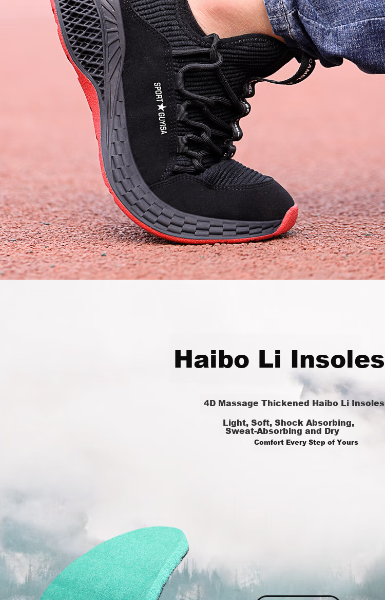 JUNBU Safety Shoes for Men, Summer Breathable Steel Toe Cap Puncture-Resistant Comfortable Work Site Shoes 9155 Size 42 3
