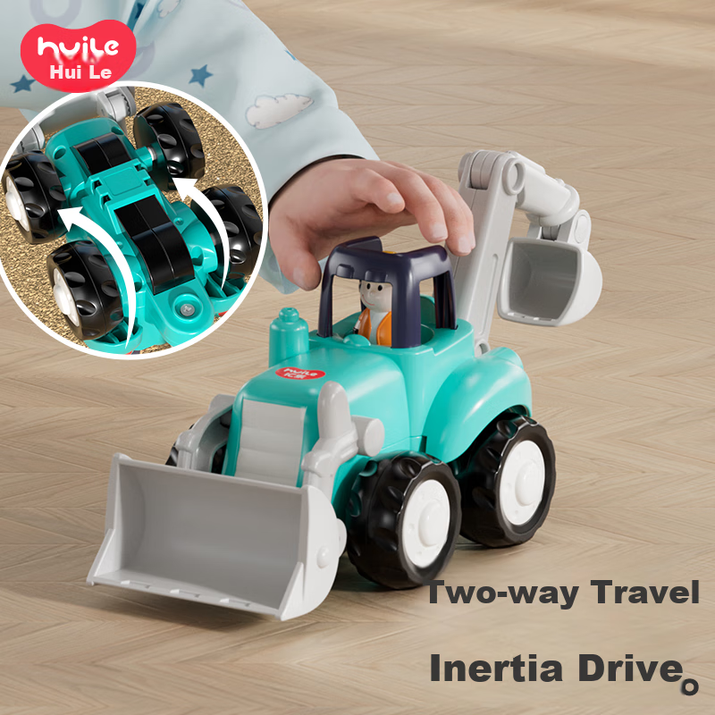 Набор строительной техники HUILE TOYS для детей от 1 года, 4 шт., инерционные машинки: экскаватор, бульдозер, погрузчик, самосвал