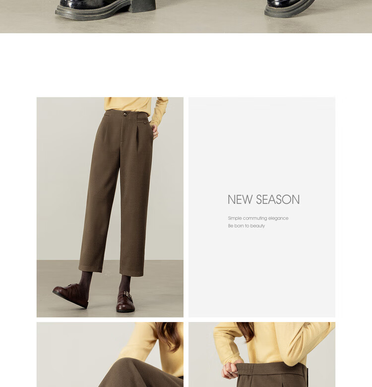 Sentubila Autumn Thick Woolen Warm Women's Casual High-Waist Tailored Tapered Slim Fit Slightly Stretchy Commuter Cropped Pants 12