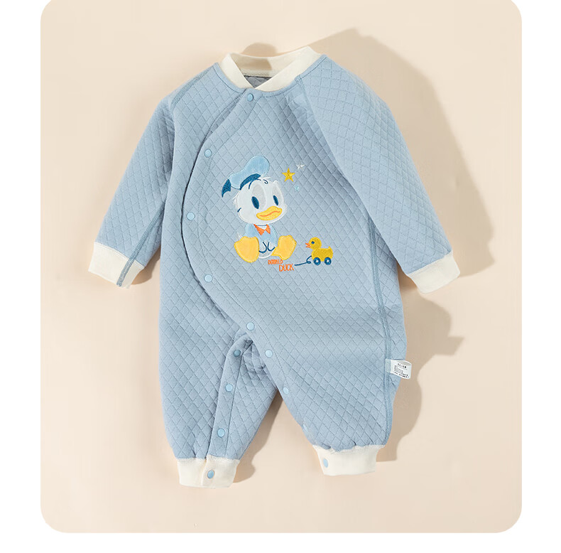 Disney Kids Autumn Winter Newborn Three-Layer Warm Cotton Thermal Home Romper Peach Pink White 017 90cm 4