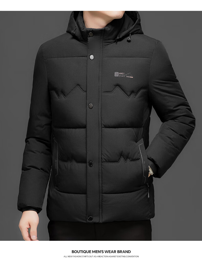 ROMON Men's Cotton Jacket Winter Coat Trendy Business Cotton-Padded Jacket Middle-Aged and Elderly Warm Cotton Coat Dad Style 2517 Black 4XL 15