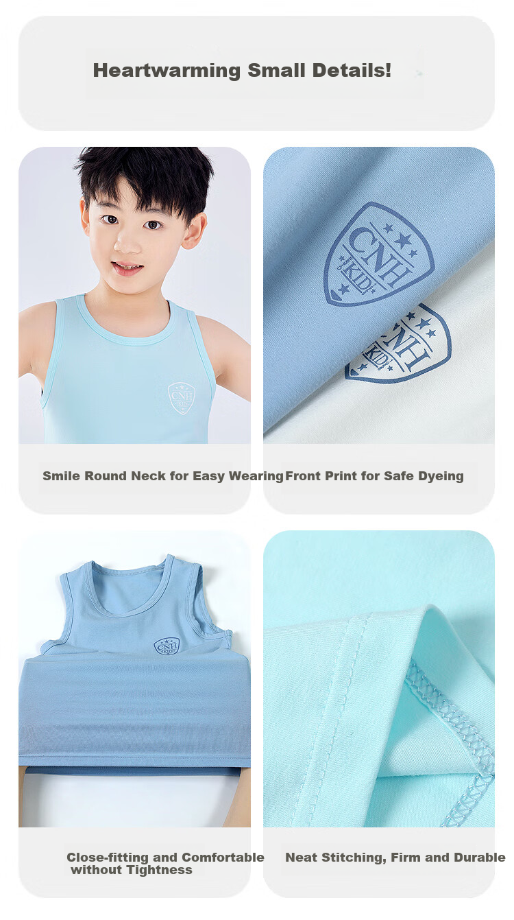 Hodohome Children's Tank Top, Boys' Summer Thin Style, 40s Combed Cotton, Casual Sports Undershirt, 803 White, Size 140 6