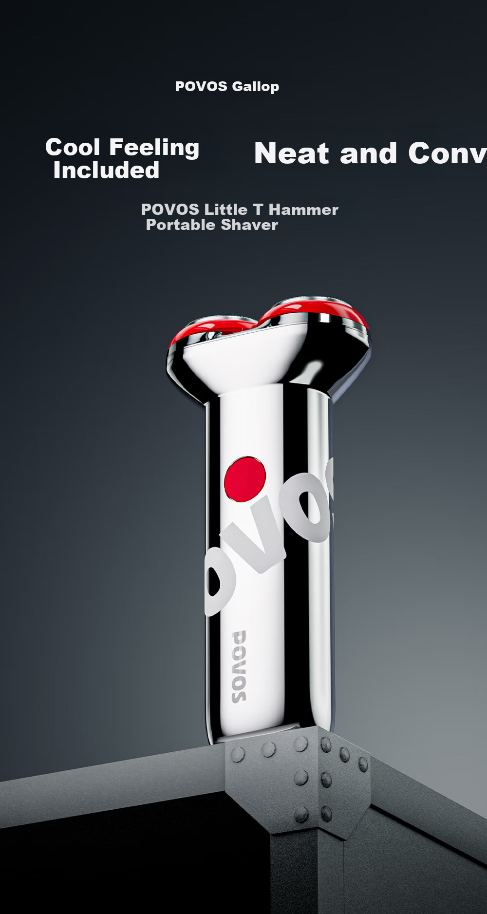 POVOS Electric Shaver, Mini Portable Full-Body Alloy Body, Washable, Fast Charging PQ3803 Modern Red, Daily Gift for Boyfriend, Husband, Father's Birthday Present 2