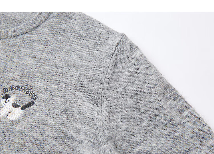 Demana Cream Knit Winter Lightweight Embroidered Round Neck Soft Slim Knit Sweater for Petite Women 4