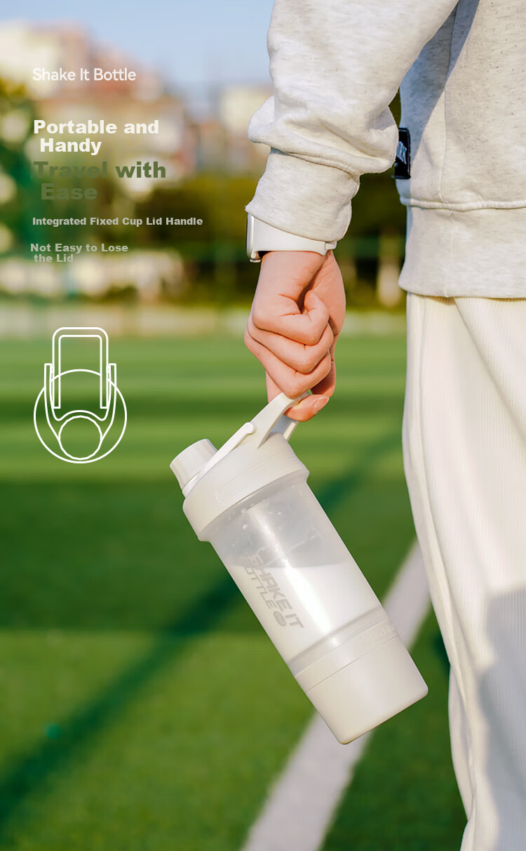 LOCK&LOCK Sports Shaker Bottle with Individual Storage Box, Portable Plastic Cup, Fitness Tea Water Bottle, Gray (580mL+170mL) 6