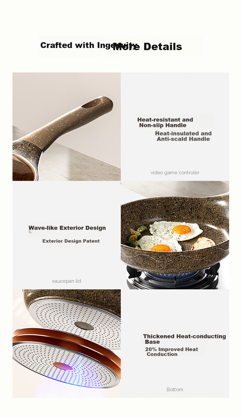 Amercook Alfiti Non-Stick Frying Pan, Maifanshi Griddle, Amier Egg And Steak Pan, Suitable for Induction And Gas Stoves 2