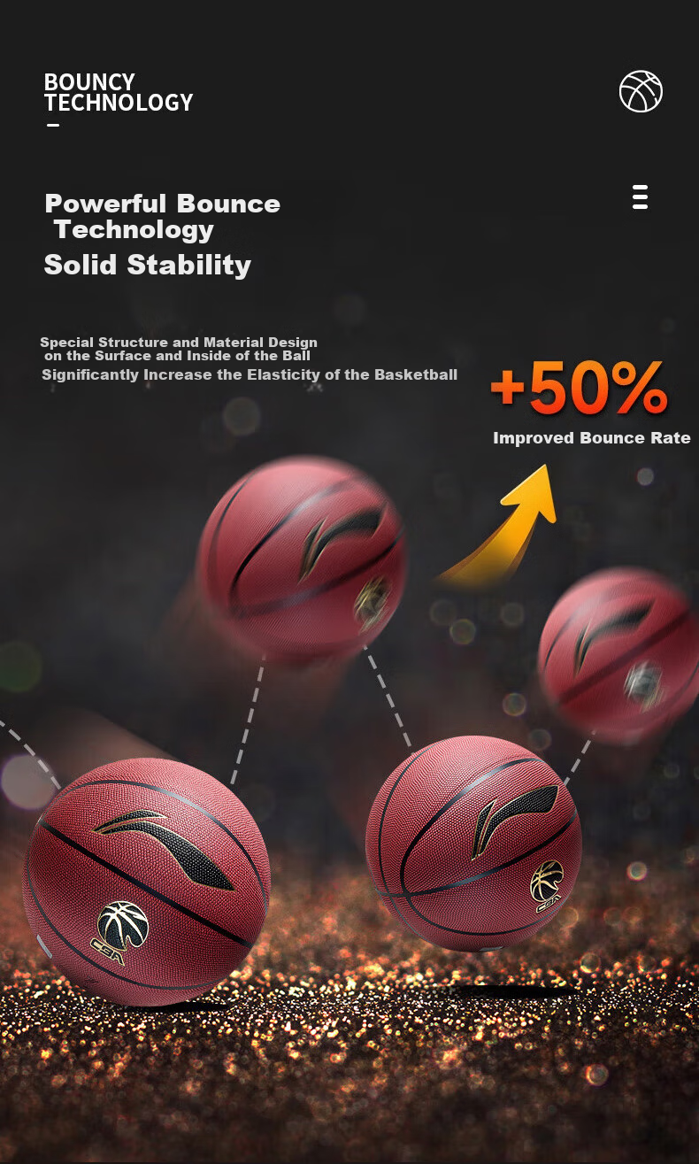 Li-Ning Basketball Size 7 Adult Outdoor Cement Court Wear-Resistant Non-Slip Competition Training Standard Size 7 Basketball Gift 8