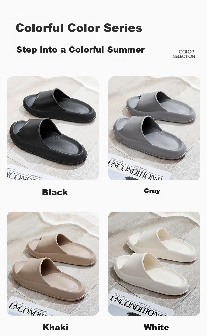 GUOLUOFEI Squishy Slippers for Men And Women, Summer Home Couple Bathroom Shower Outdoor Thick-Soled Sandals, White, Size 38-39 3