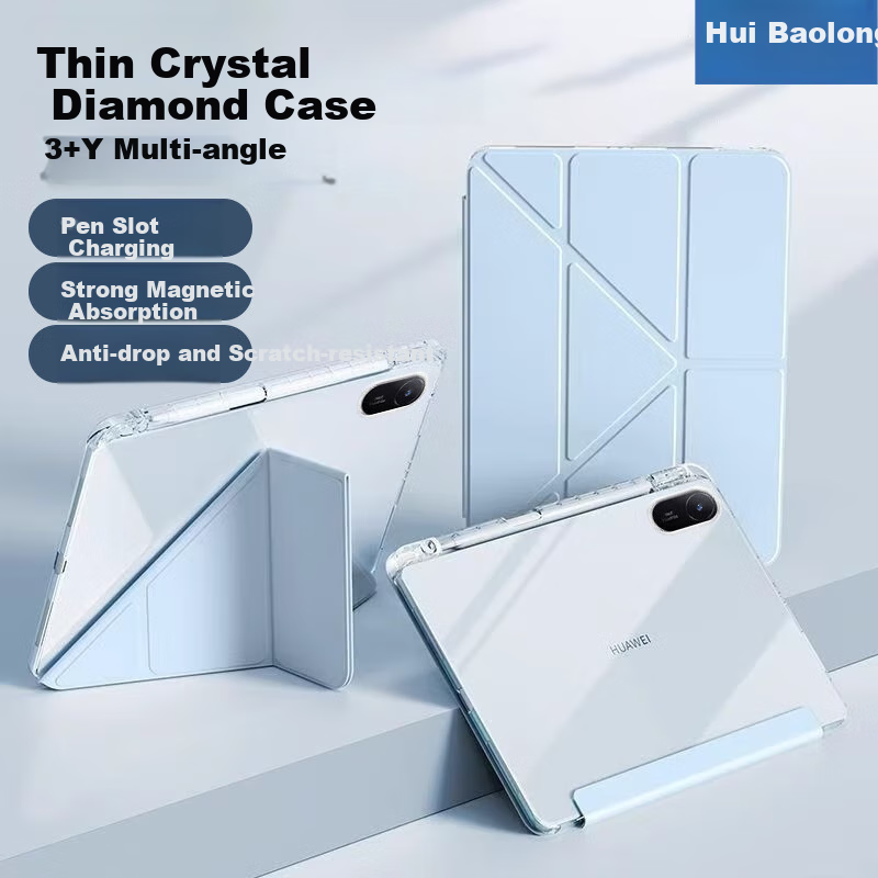 HBOALG Protective Case for Huawei MatePad SE 2024 Model, 11-Inch Tablet Cover with 3+Y Fold Magnetic Design, Pen Holder, Full Protection against Bending And Dropping, White Ice Blue