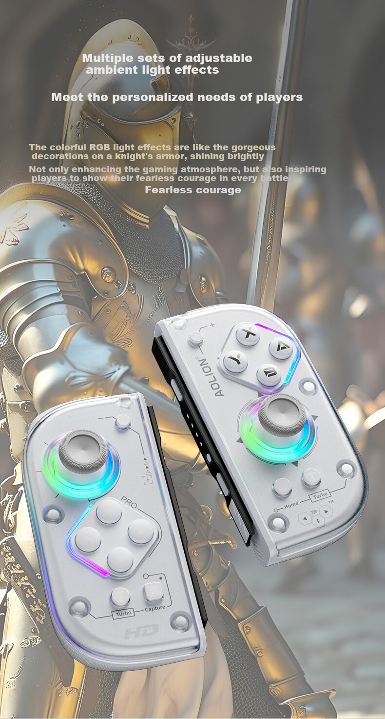 Aolion J20Pro Knight Switch Controller JoyCon Split Controller HD Vibration NS2 Wireless Bluetooth Macro Programming Pokémon ZA Mario Party NFC Left and Right Game Controller 10