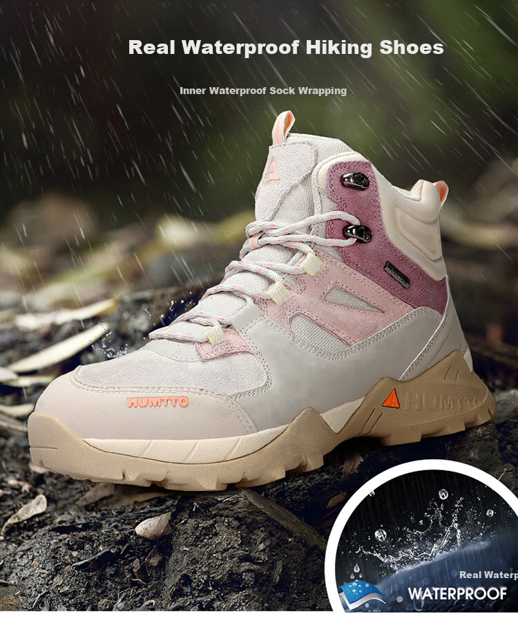 HUMTTO High-Top Waterproof Hiking Boots for Women, Non-Slip Shock-Absorbing Outdoor Trail Walking Climbing Shoes, Black, Size 36 1
