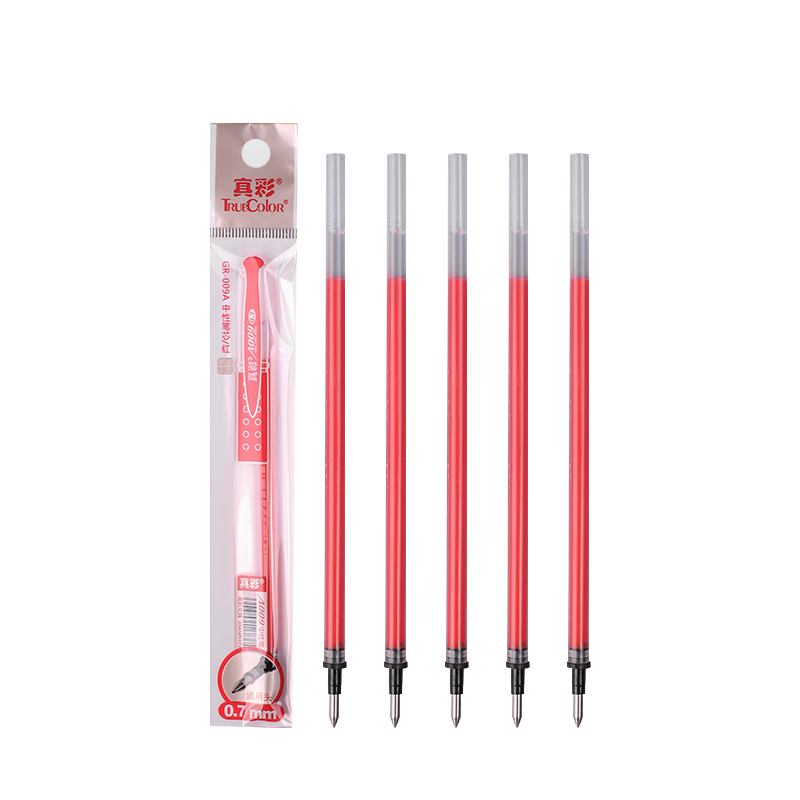 TRUECOLOR 0.5mm Red Bullet Tip Gel Pen Refill, Pull-Out Cap, Water-Based Pen Refill, Correction Pen, Teacher's Red Pen, Student Office Stationery, Popular Product, 20 Pieces/box GR-009R