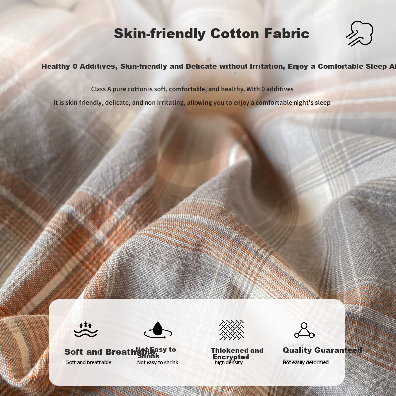MUJI A-Class 100% Cotton 3-Piece Bedding Set for 0.9/1.2m Bed, Pure Cotton Student Bed Sheet and Duvet Cover 150x200cm