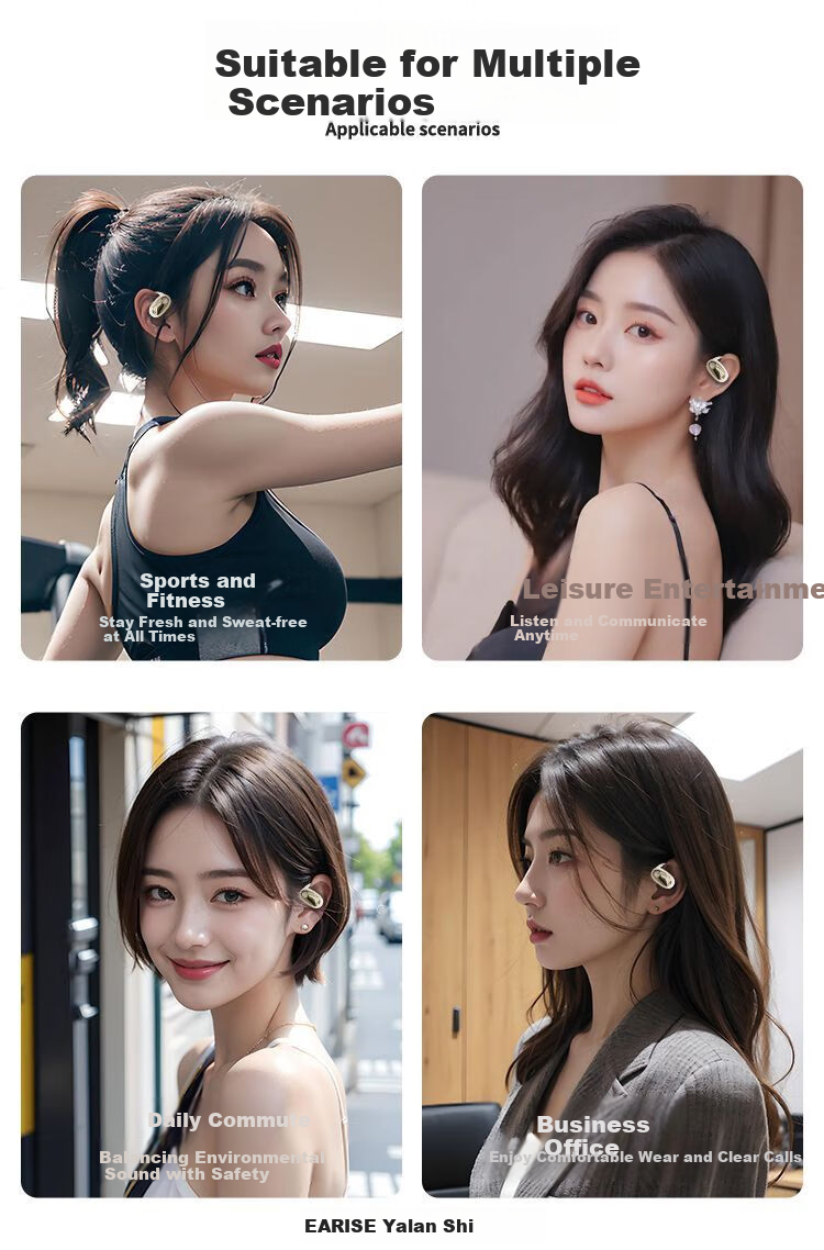 EARISE 2026 New Genuine Noise-Cancelling Open-Bone Conduction Wireless Bluetooth Headphones, Sports Ear-Hook Style, Ultra-Long Battery Life, Universal for Mobile Phones, JS918 Skin Color Smart Wearable Device 15