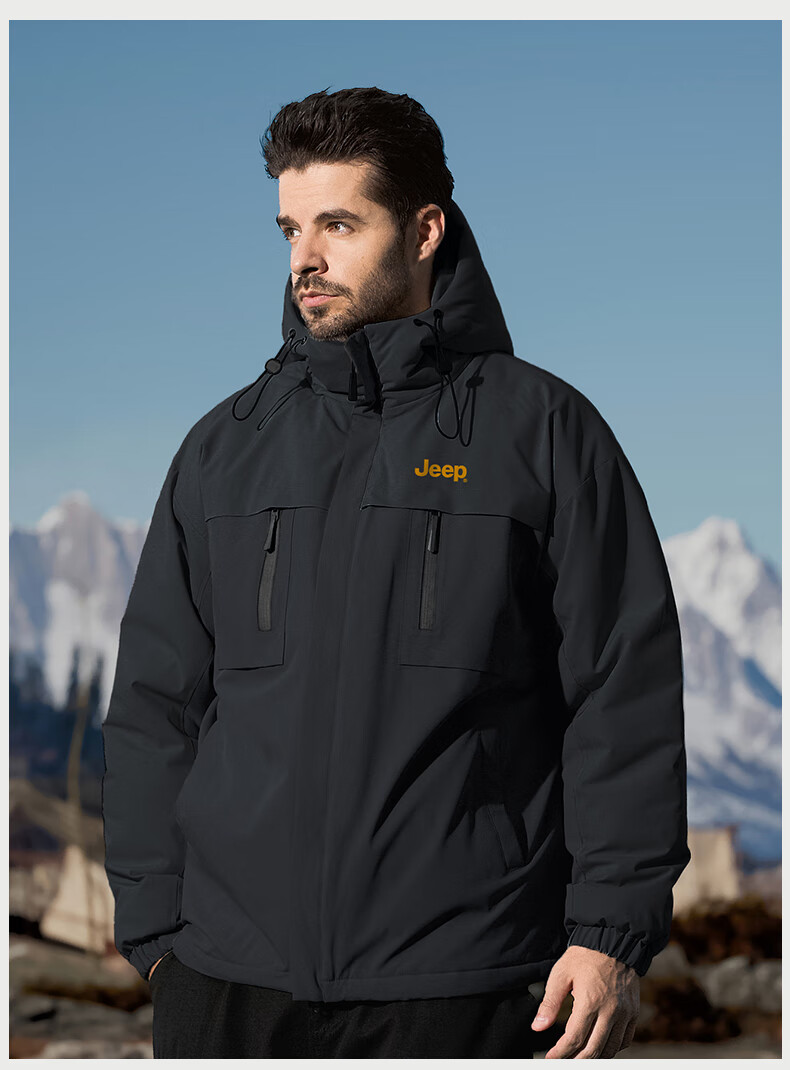 JEEP Men's Casual Thickened Warm Cotton Padded Jacket Winter 2025 New Graphene Windproof Cotton Coat 9