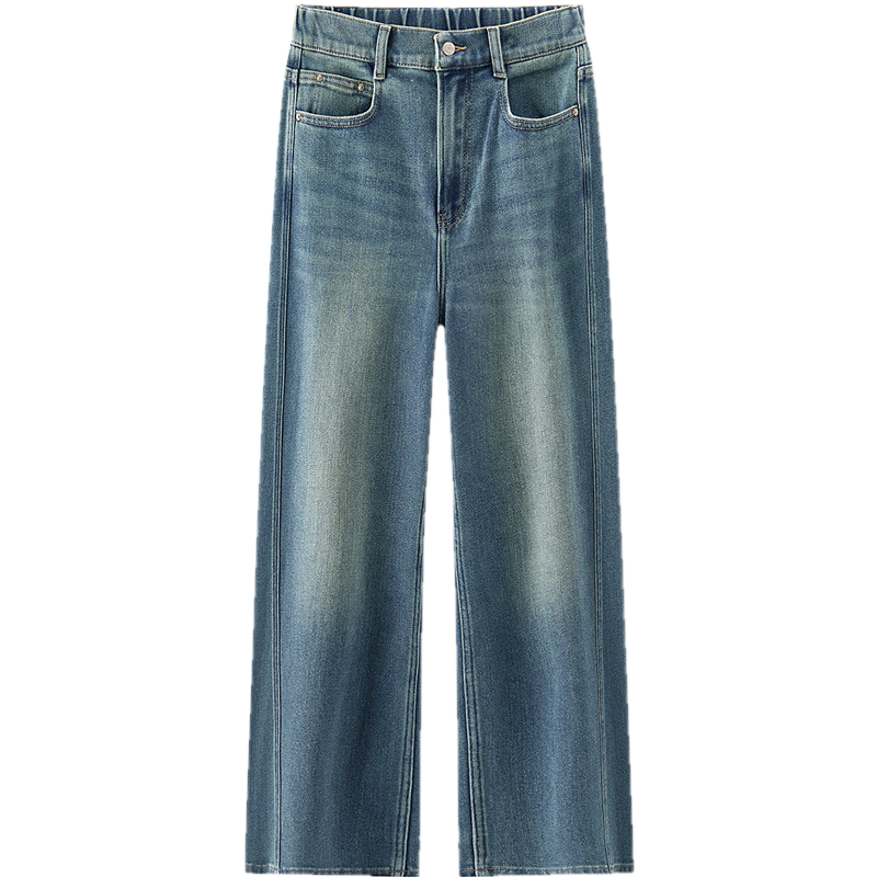 Semir Mall Same Style | Senrou Women's Winter High Waist Semi-Elastic Waist 2025 Wide Leg Jeans 103725124001A