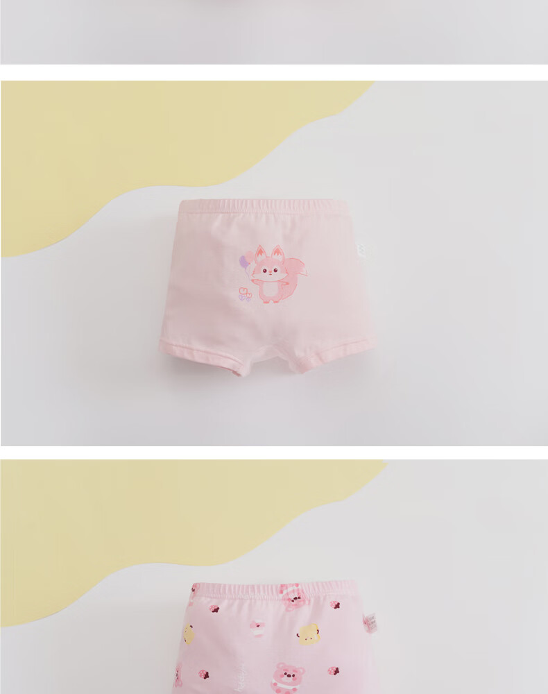 Hodo Kids Girls' Underwear 4-Pack A-Class Pure Cotton Boxer Briefs Cute Little Fox 140 2