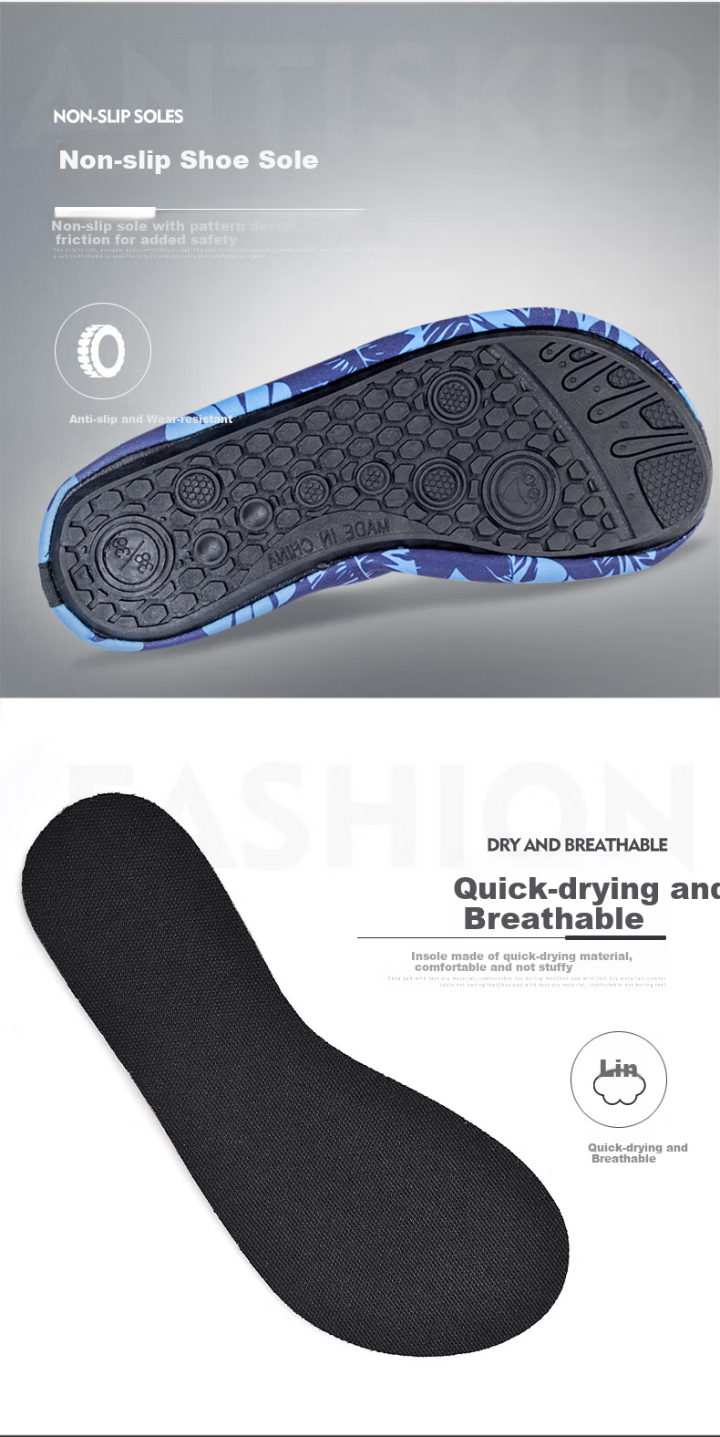WATERTIME / Shuichuan Quick-Drying Breathable Non-Slip Cut-Resistant Printed Beach Shoes, Seaside Snorkeling Shoes, Stream Tracing And Wading Shoes 3
