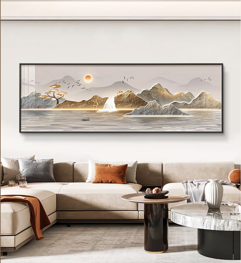 Yihuan Yu Sunrise Living Room Wall Art Modern Luxury Sofa Background Decoration Landscape Painting High-End Horizontal Canvas 3